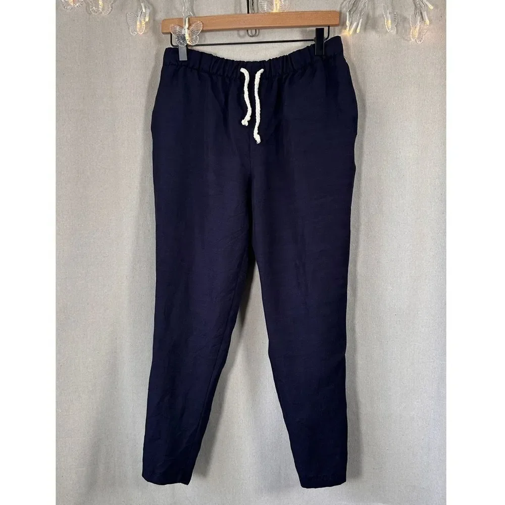 Zara Pull On Slouchy Nautical‎ Linen Blend Pants S